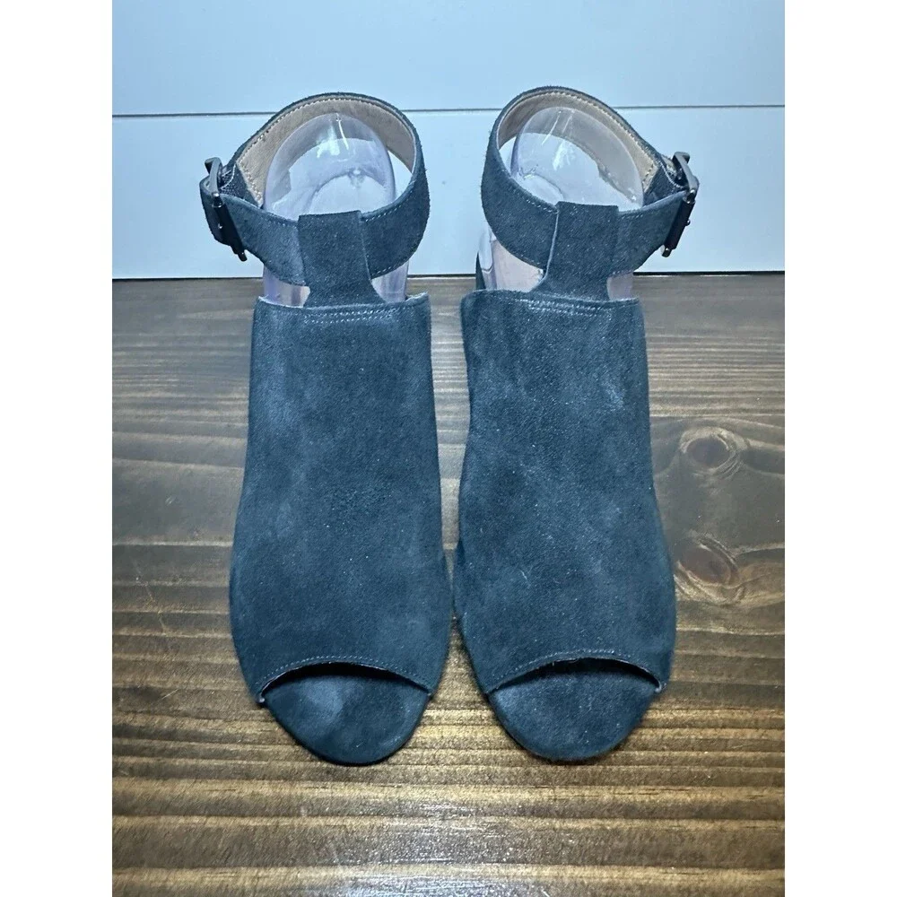 Vionic Kaia‎ Black Suede Chunky Heel Ankle Strap Sandals Women's 9